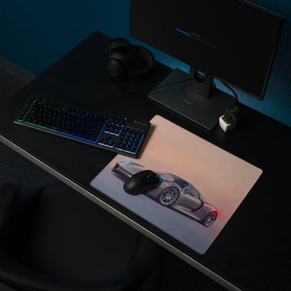 Porsche 918 Spyder Inspired Gaming Mouse Pad – Silver Hypercar Extended Desk Mat