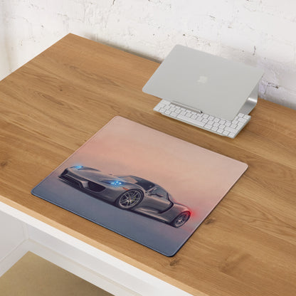 Porsche 918 Spyder Inspired Gaming Mouse Pad – Silver Hypercar Extended Desk Mat