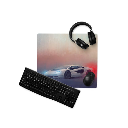 Lamborghini Countach Inspired Gaming Mouse Pad – White Supercar Extended Desk Mat