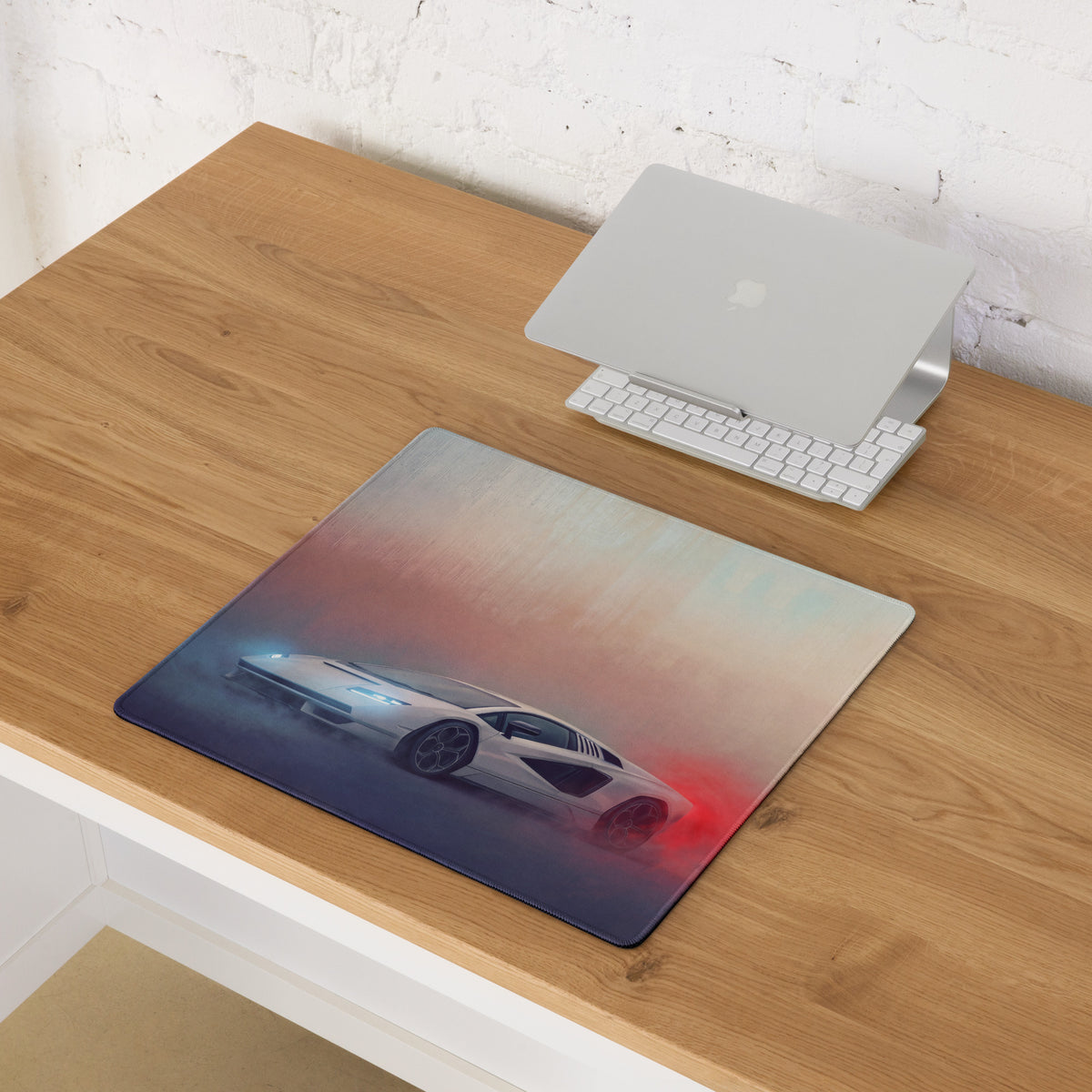 Lamborghini Countach Inspired Gaming Mouse Pad – White Supercar Extended Desk Mat