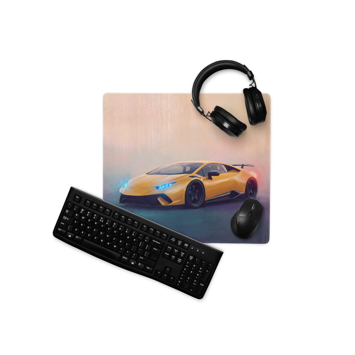 Lamborghini Huracán Inspired Gaming Mouse Pad – Yellow Supercar Extended Desk Mat