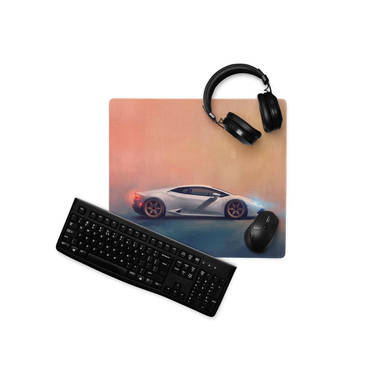 Lamborghini Huracán Inspired Gaming Mouse Pad – White Supercar Extended Desk Mat
