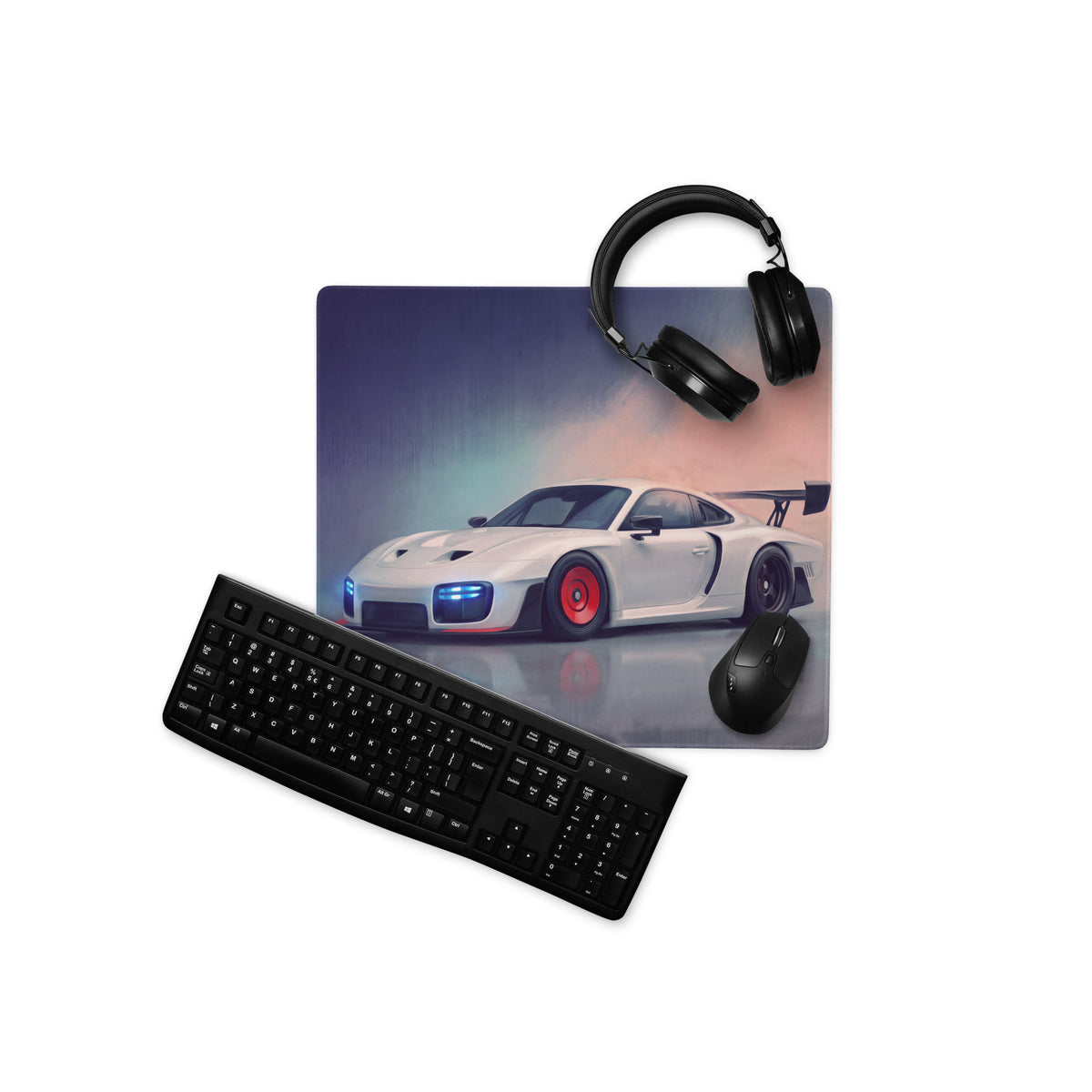 Porsche 911 GT3 RS Inspired Gaming Mouse Pad – White Race Car Extended Desk Mat