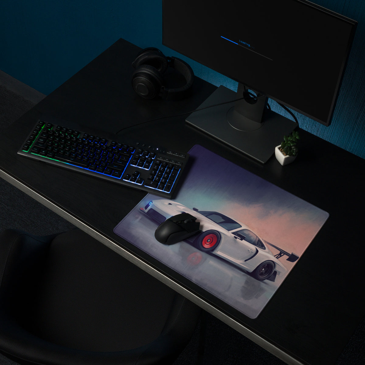 Porsche 911 GT3 RS Inspired Gaming Mouse Pad – White Race Car Extended Desk Mat