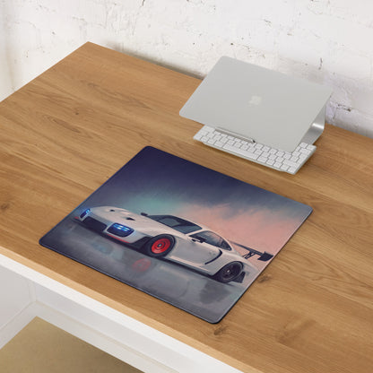 Porsche 911 GT3 RS Inspired Gaming Mouse Pad – White Race Car Extended Desk Mat