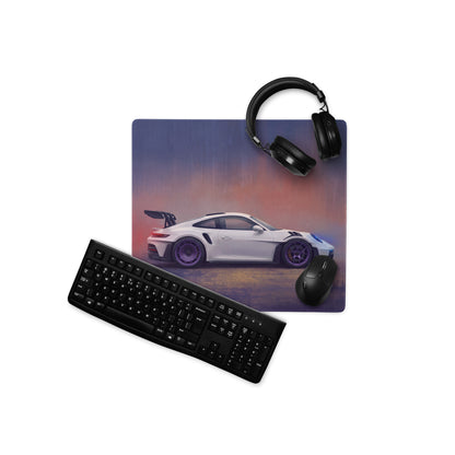 Porsche 911 GT3 RS Inspired Gaming Mouse Pad – White Race Car Extended Desk Mat