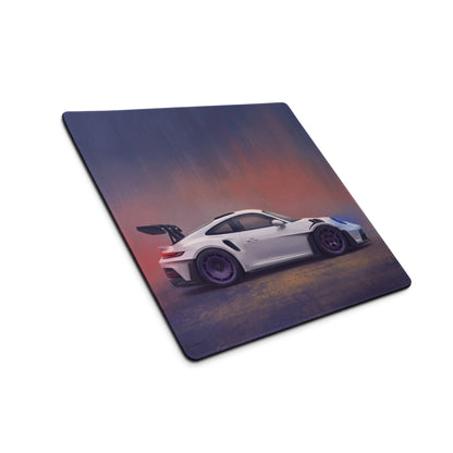 Porsche 911 GT3 RS Inspired Gaming Mouse Pad – White Race Car Extended Desk Mat