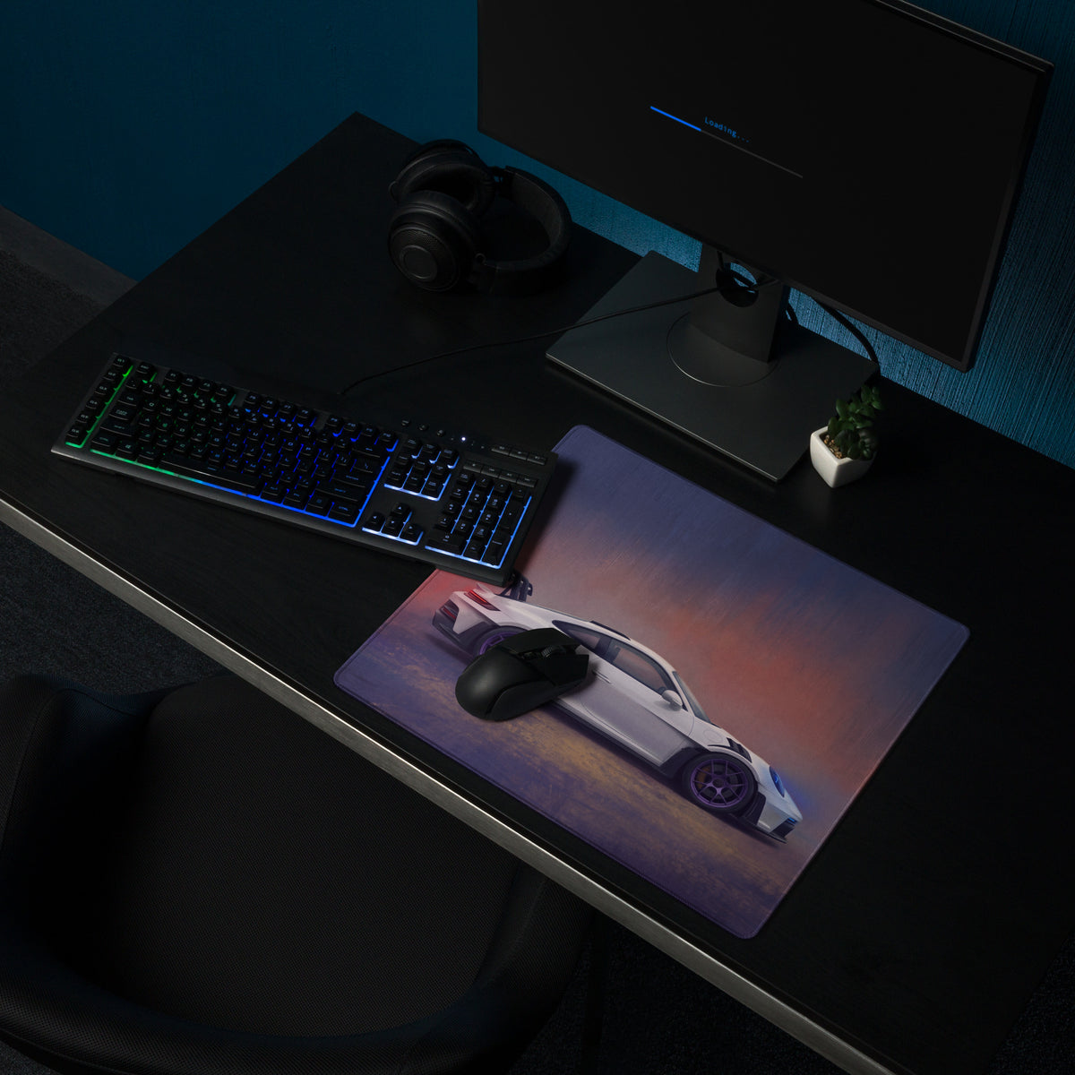 Porsche 911 GT3 RS Inspired Gaming Mouse Pad – White Race Car Extended Desk Mat