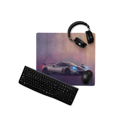 Pagani Huayra Inspired Gaming Mouse Pad – Silver Hypercar Extended Desk Mat