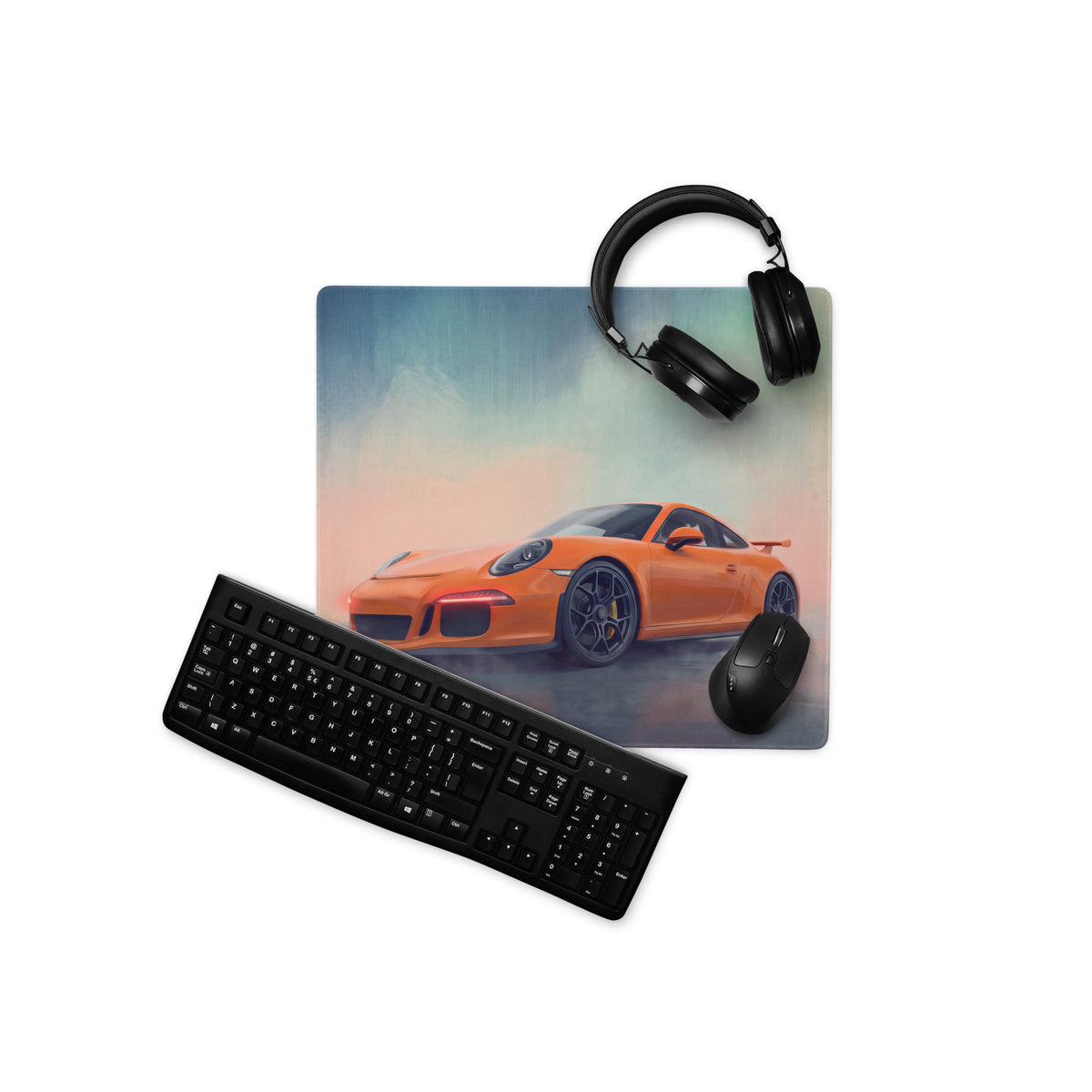 Porsche 911 GT3 RS Inspired Gaming Mouse Pad – Orange Race Car Extended Desk Mat