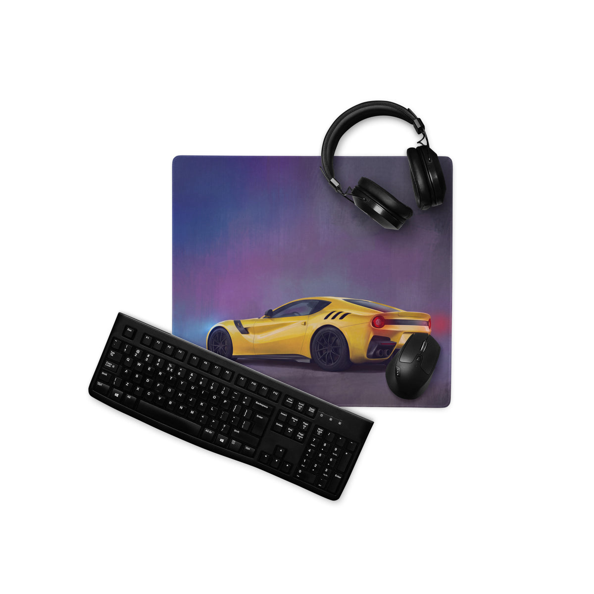 Ferrari F12tdf Inspired Gaming Mouse Pad – Yellow Supercar Extended Desk Mat