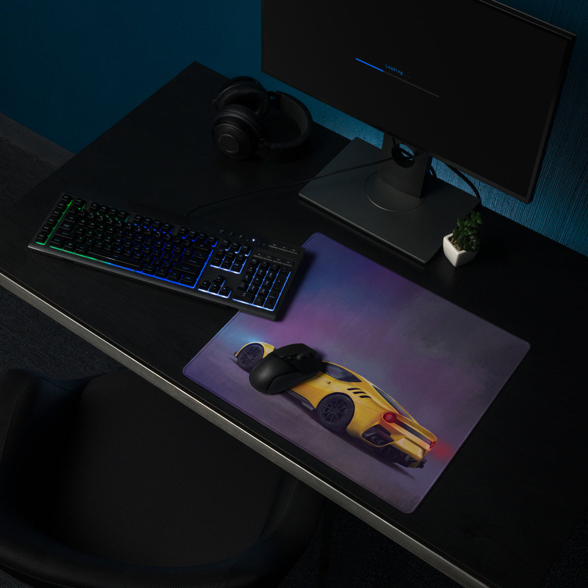 Ferrari F12tdf Inspired Gaming Mouse Pad – Yellow Supercar Extended Desk Mat