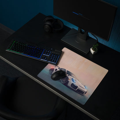 Porsche 911 GT3 RS Inspired Gaming Mouse Pad – White Race Car Extended Desk Mat