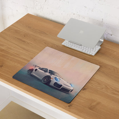 Porsche 911 GT3 RS Inspired Gaming Mouse Pad – White Race Car Extended Desk Mat