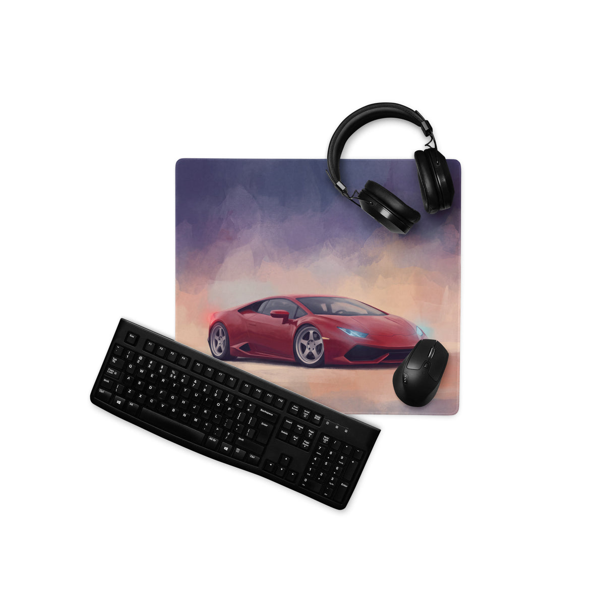 Lamborghini Huracán Inspired Rosso Edition Desk Mat – Stitched Edge Gaming Mousepad