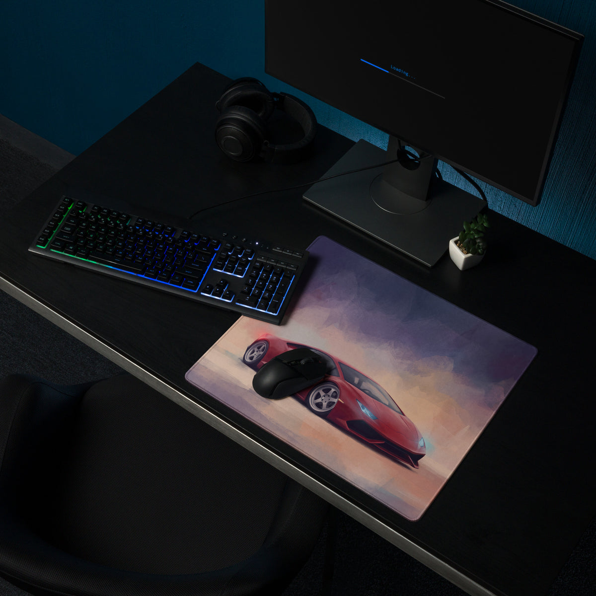 Lamborghini Huracán Inspired Rosso Edition Desk Mat – Stitched Edge Gaming Mousepad