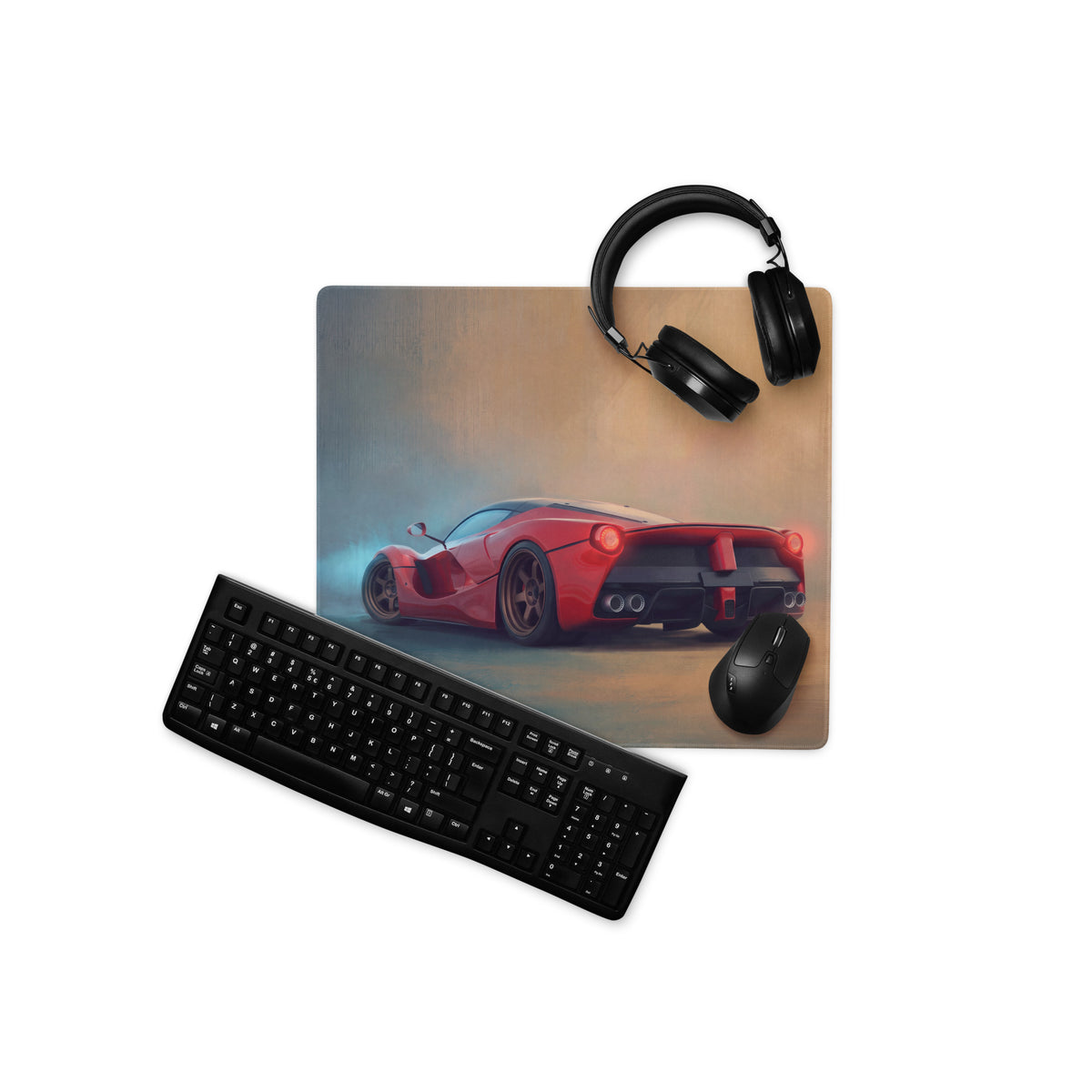 Ferrari LaFerrari Inspired Crimson Desk Mat – Non-Slip Base Gaming Mousepad