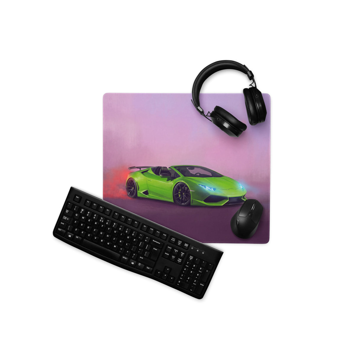 Gaming Lamborghini Huracán Spyder Inspired Neon Desk Mat – Anti-Slip Rubber XL Gaming Mousepad pad