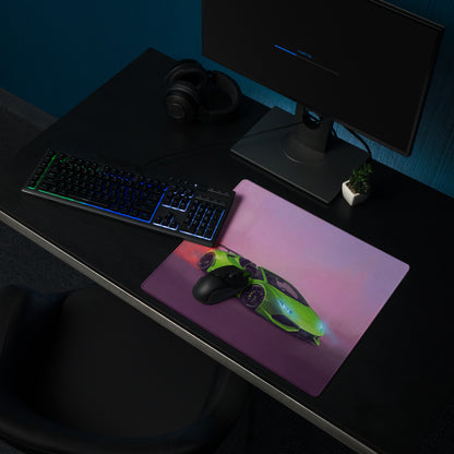 Gaming Lamborghini Huracán Spyder Inspired Neon Desk Mat – Anti-Slip Rubber XL Gaming Mousepad pad