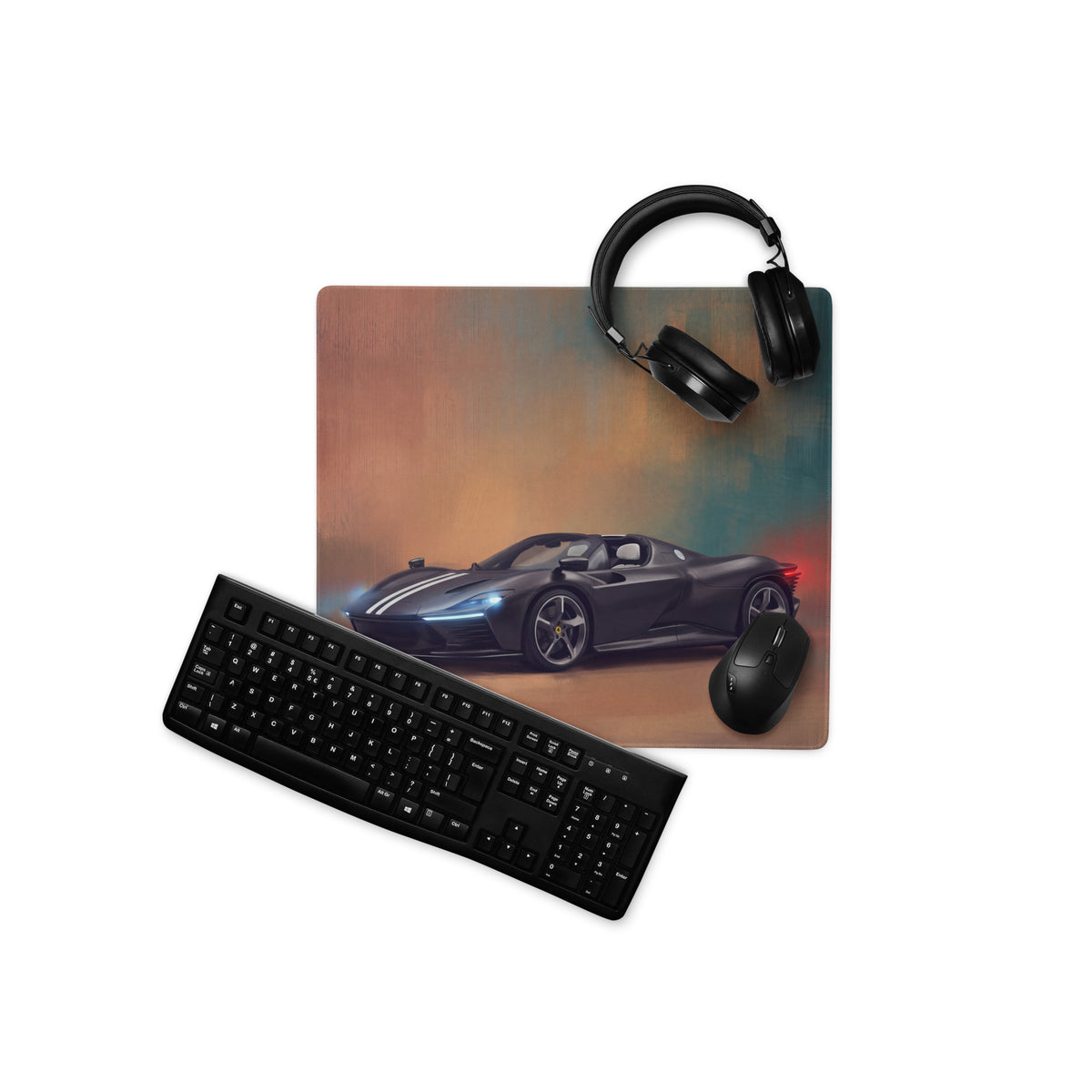 Ferrari Daytona SP3 Inspired Onyx Desk Mat – Premium Edge-Stitched PC Gaming Mousepad
