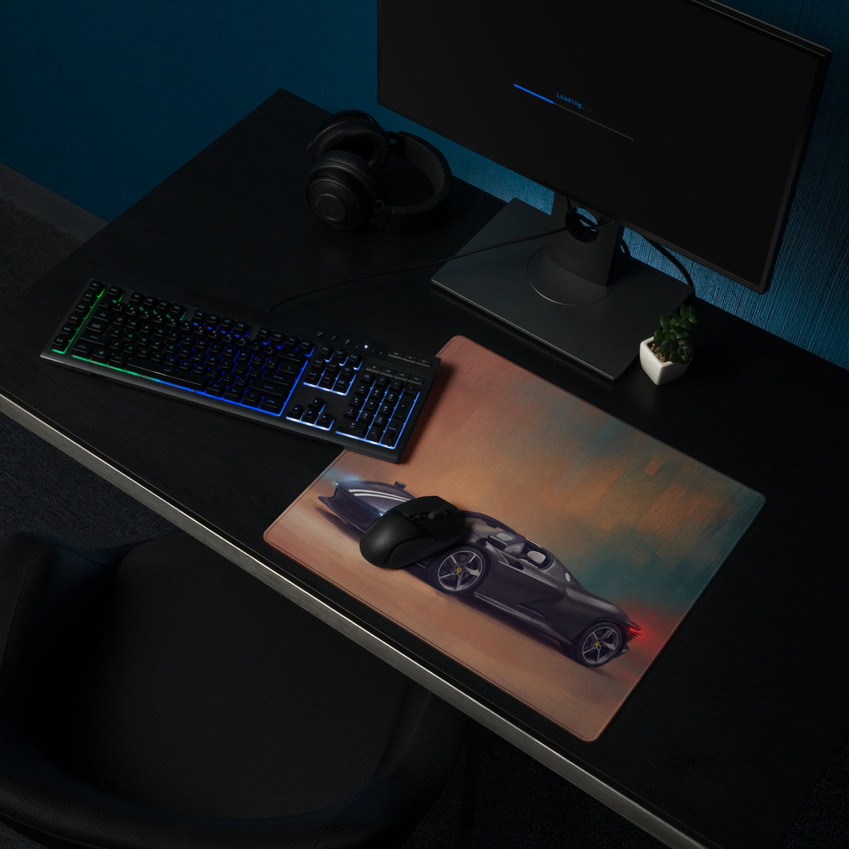 Ferrari Daytona SP3 Inspired Onyx Desk Mat – Premium Edge-Stitched PC Gaming Mousepad