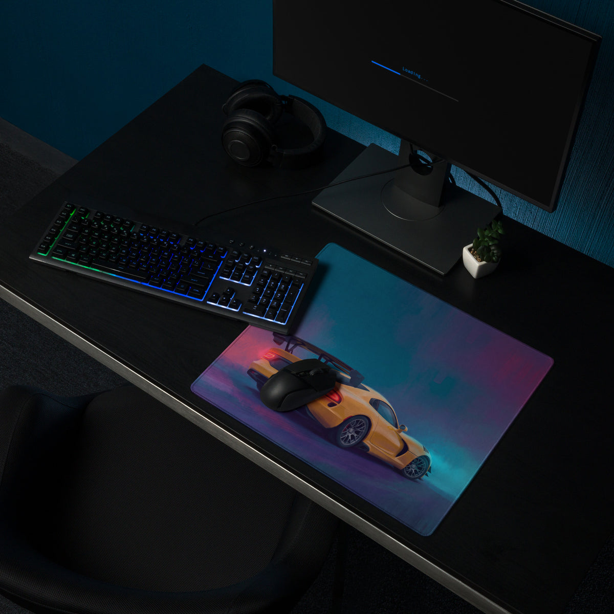 Dodge Viper ACR Inspired Yellow Edition Desk Mat – Non-Slip Rubber Gaming Mousepad