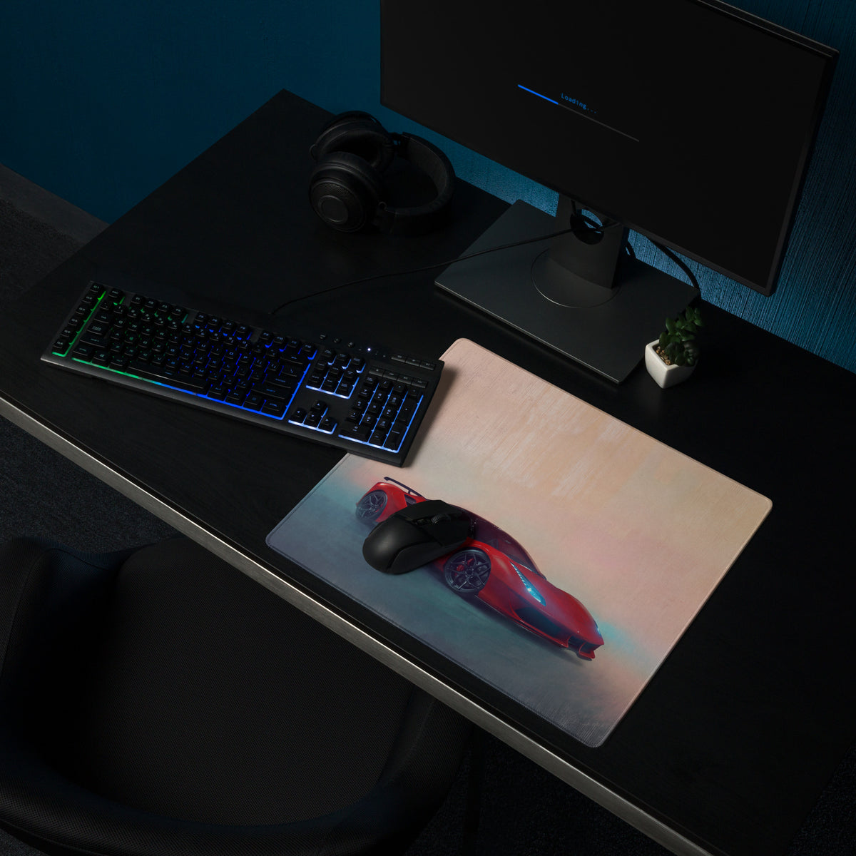 Ferrari 488 pista inspired red sports car graphic mousepad with premium stitched edge for gaming and desk use
