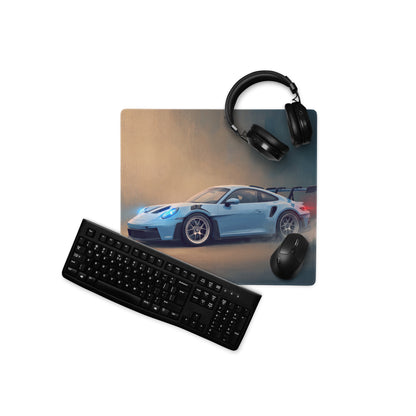 Porsche 911 GT3 RS Inspired Gulf Blue Desk Mat – Smooth Cloth PC Setup Mousepad