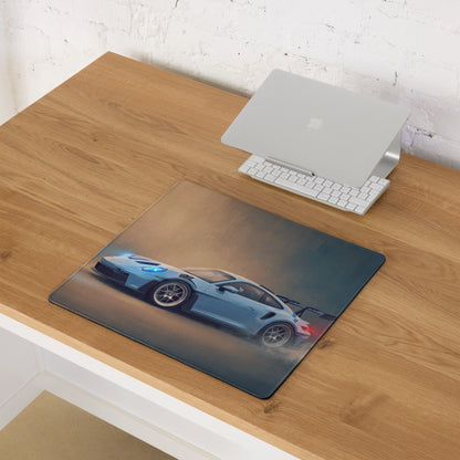 Porsche 911 GT3 RS Inspired Gulf Blue Desk Mat – Smooth Cloth PC Setup Mousepad
