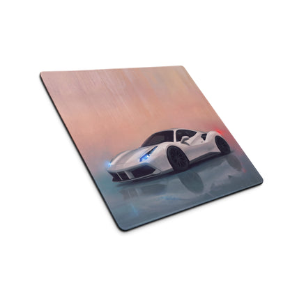 White ferrari 488 gt b inspired bianco edition rectangular mousepad with sports car graphic for high precision gaming