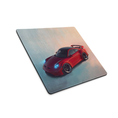 Red porsche 911 gt3 rs inspired crimson aerial graphic printed on a low-friction rectangular gaming mousepad