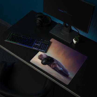 A sleek rectangular ultra-glide cloth gaming mousepad featuring a dark purple Lamborghini Huracán graphic