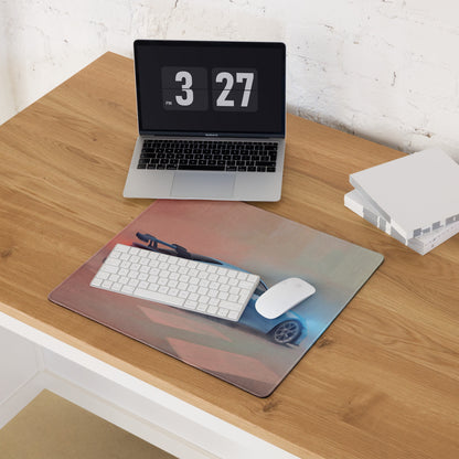 Rectangular xl gaming mousepad with high-precision surface featuring a sky blue Porsche 911 GT3 inspired car design and gradient background