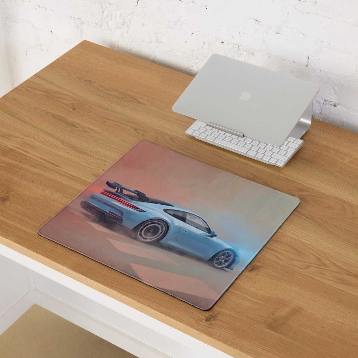 Blue porsche 911 gt3 inspired sky blue desk mat high precision xl gaming mousepad with sports car graphic