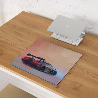 Rectangular mclaren senna inspired stealth edition desk pad with vibrant futuristic sports car illustration and non-slip rubber base