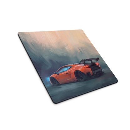 Custom lamborghini inspired arancio track orange sports car design on extended non slip rectangular desk pad