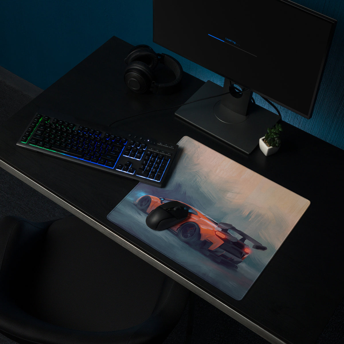 Custom lamborghini inspired arancio track orange sports car graphic extended non-slip desk mousepad for pc use