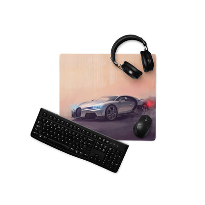 Silver bugatti chiron inspired apex desk mat high precision xl gaming mousepad with racing car graphic design