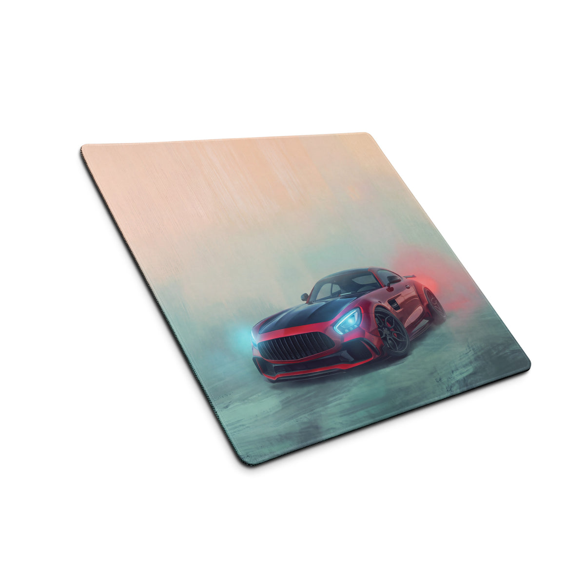 Mercedes-AMG GT inspired carmine beast non-slip square mousepad with red and black sports car graphic print