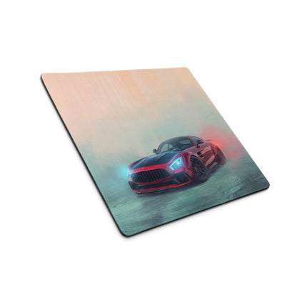 Mercedes-AMG GT inspired carmine beast non-slip square mousepad with red and black sports car graphic print