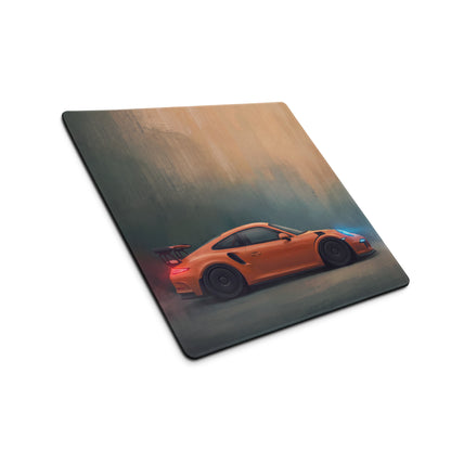 Orange porsche 911 gt3 rs inspired lava orange low-friction cloth desk mat with sports car graphic mousepad