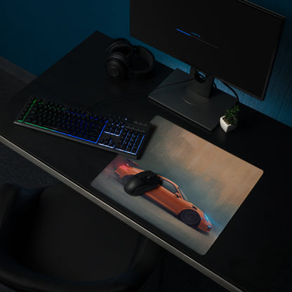 Orange sports car graphic low-friction cloth mousepad inspired by porsche 911 gt3 rs lava orange design