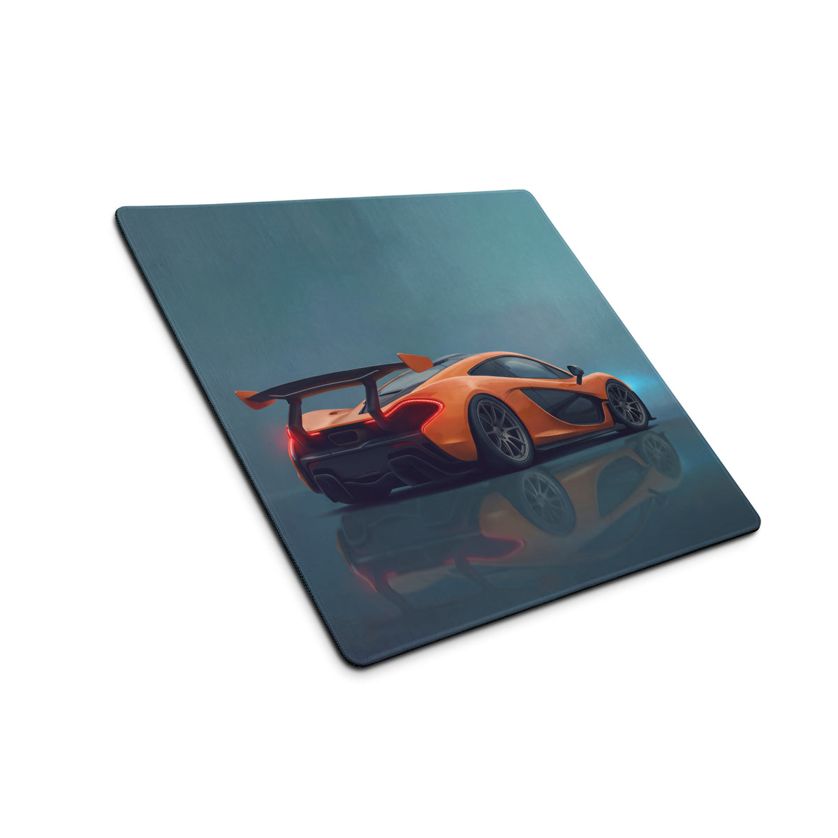 Orange mclaren p1 sports car graphic printed on low-friction cloth volcano orange rectangular desk mat mousepad