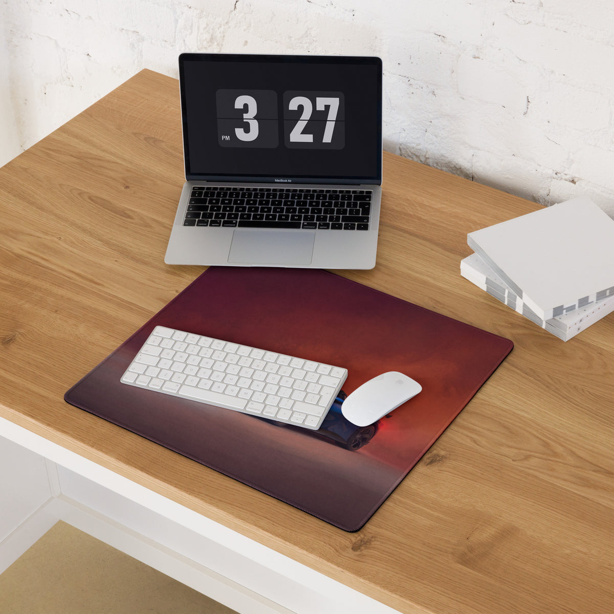 Rectangular high-precision xl gaming mousepad with gradient red design featuring a futuristic spaceship cockpit image