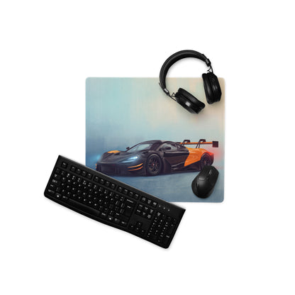 Black and orange mclaren 720s gt3 inspired stealth orange desk mat low friction cloth setup mousepad