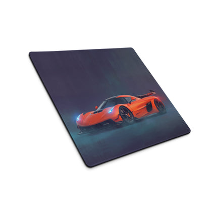 Vibrant orange koenigsegg jesko inspired tangelo apex graphic on sleek black xl gaming desk mat mousepad