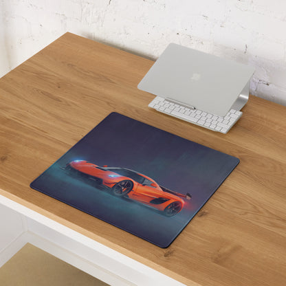 Rectangular high-precision xl gaming mousepad with vibrant orange koenigsegg jesko sports car on dark blue background