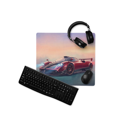 Red pagani huayra graphic printed on a rectangular non slip extended pc mousepad rosso sunset desk pad