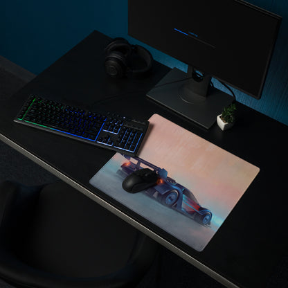 Ford GT inspired cobalt track desk pad featuring a sleek rectangular gaming mousepad with a vibrant race car graphic