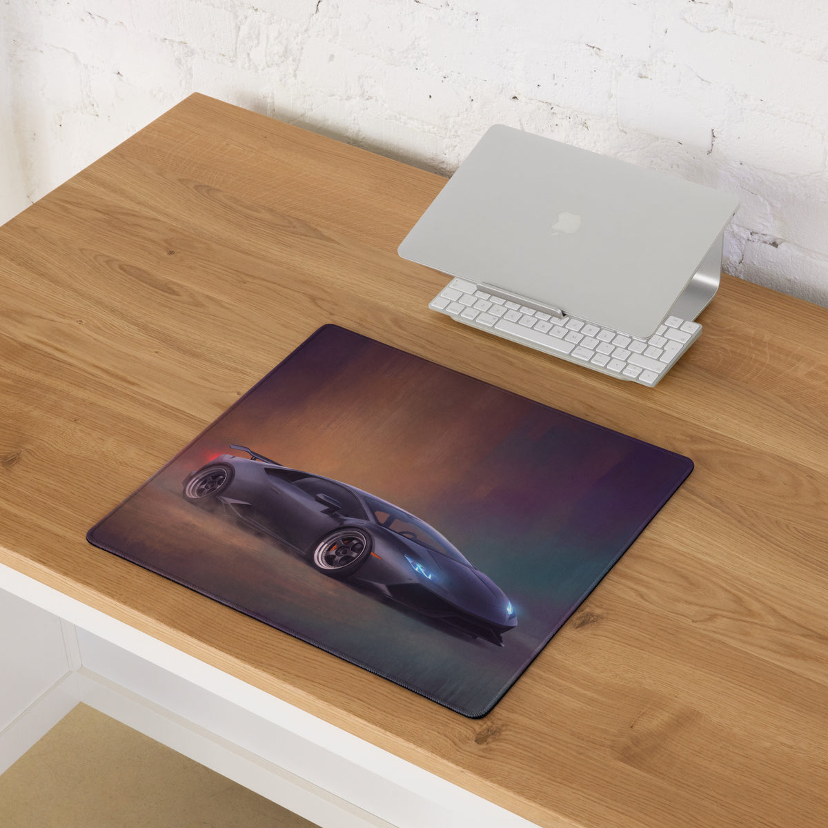 Black lamborghini huracán inspired stealth onyx rectangular mousepad with stitched edge for ultra-glide gaming use